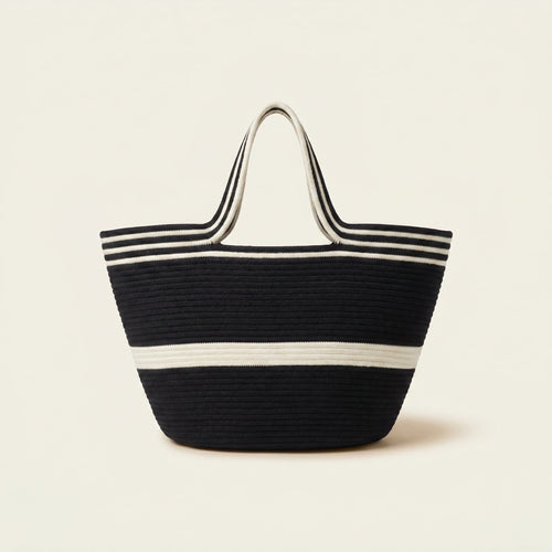 Bianca roomy artisan cotton cord tote bag by Leila side view