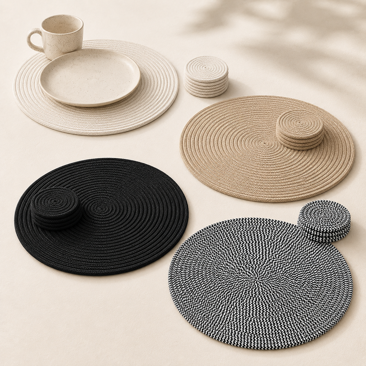 Complete cotton cord hosting table set