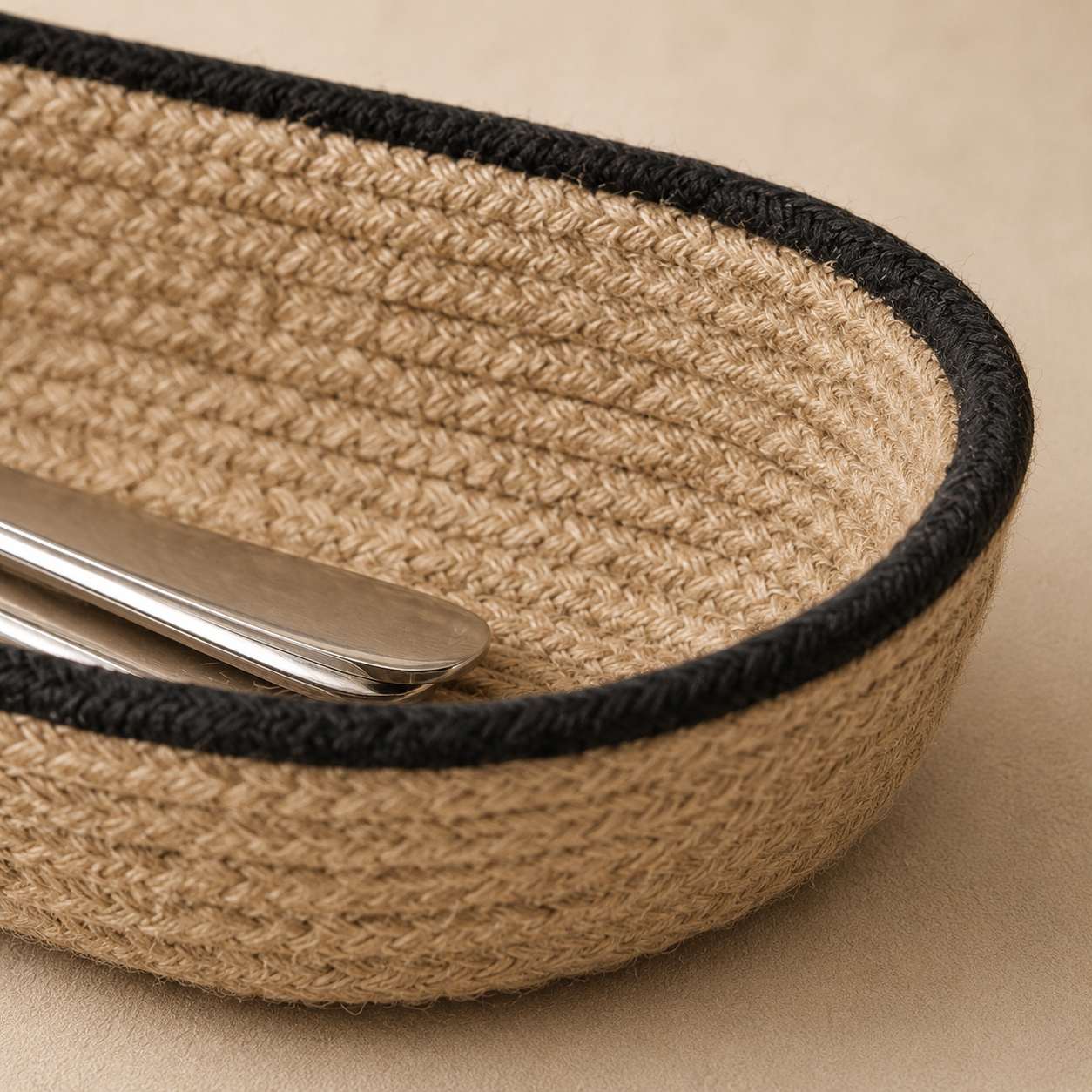The Braided Jute Cutlery Holder