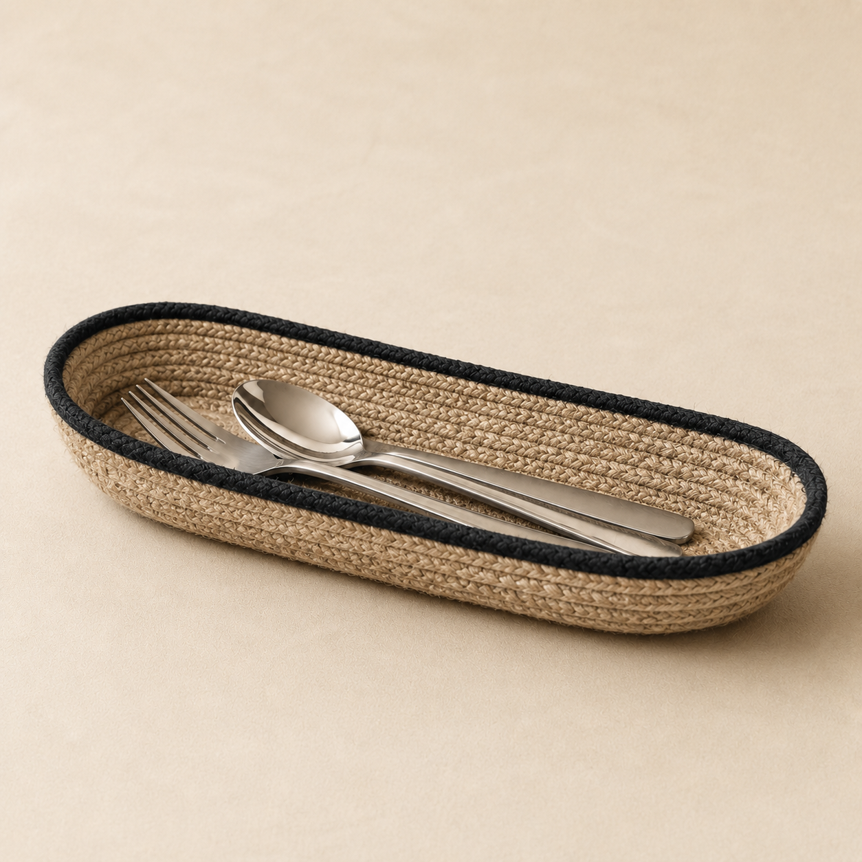 The Braided Jute Cutlery Holder