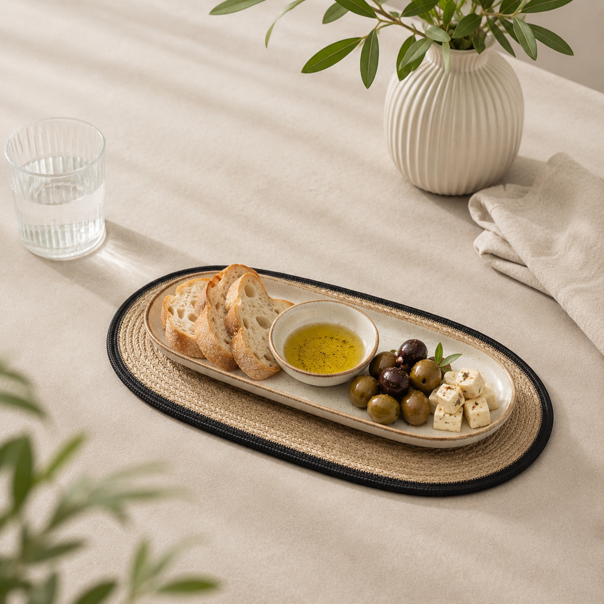 The Braided Jute Border Oval Table Mat