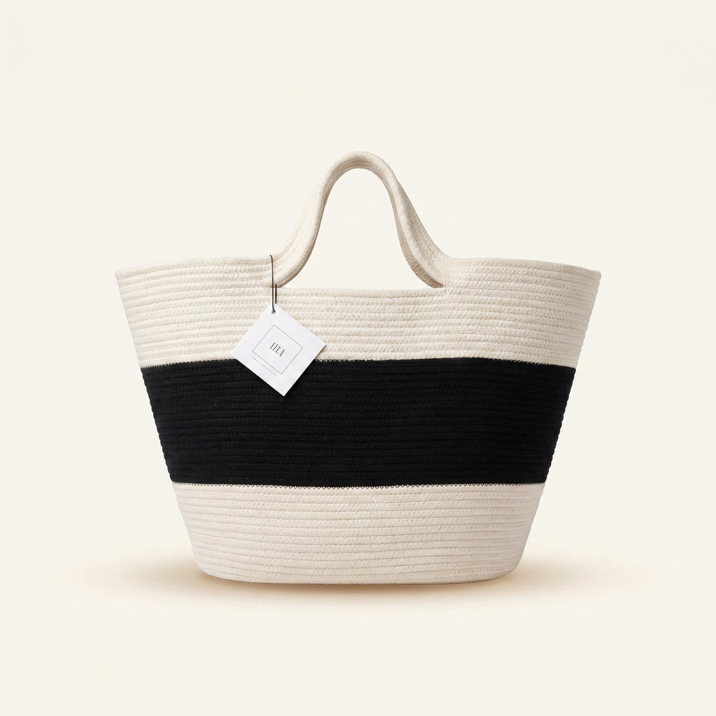 Elle contemporary artisan cotton cord tote bag by Leila lifestyle view