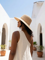 Juliana handwoven cotton cord wide-brim sun hat by Leila front view