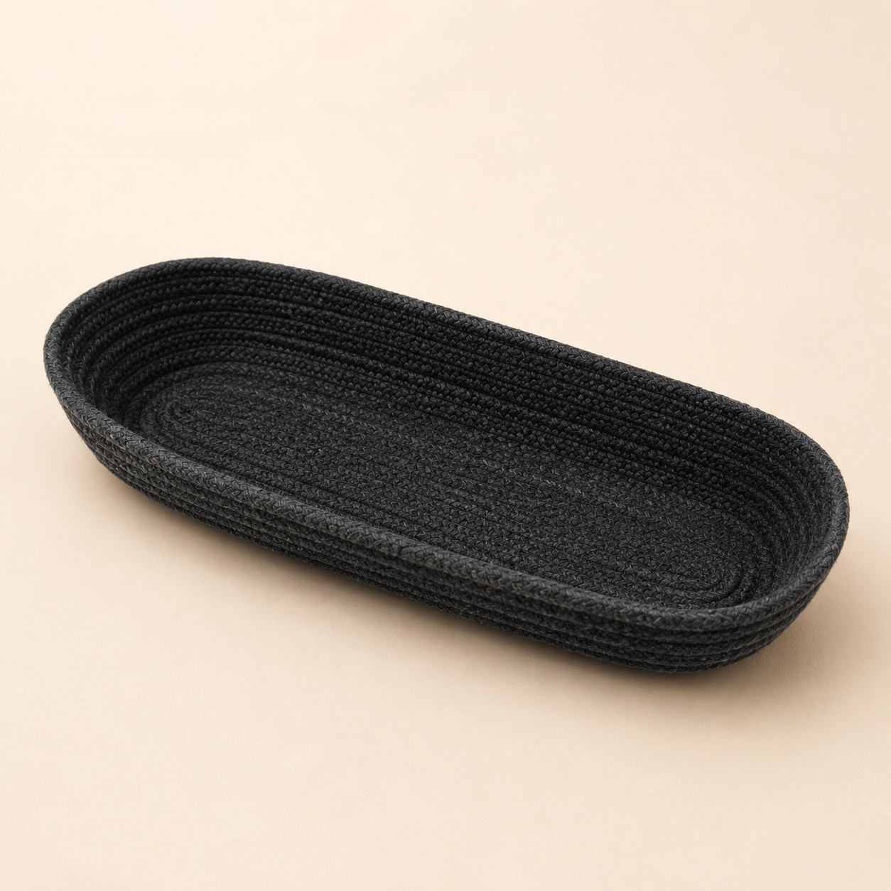 Noir cotton cord cutlery holder top view by Leila Lanka